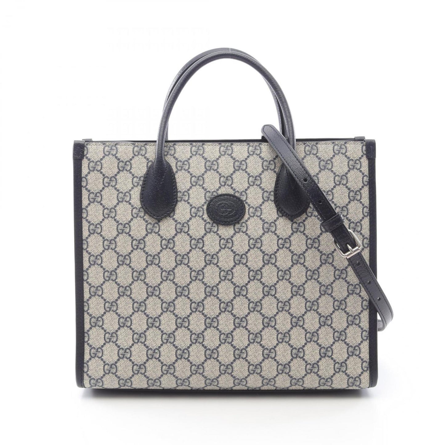 Gucci Beige Navy Pvc Leather Tote Bag