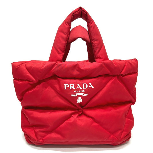 Padded Tote Bag Quilted Re-Nylon with Leather Medium