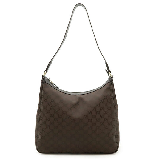 Gucci Dark Brown Nylon Leather Shoulder Bag