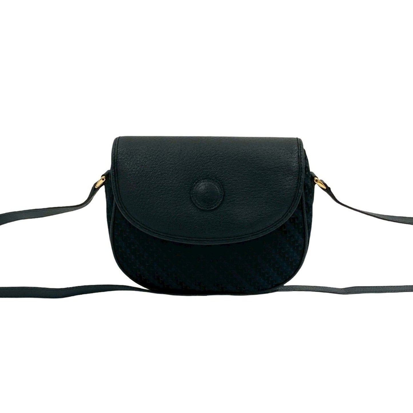 Gucci Navy Leather Canvas Pochette Shoulder Bag