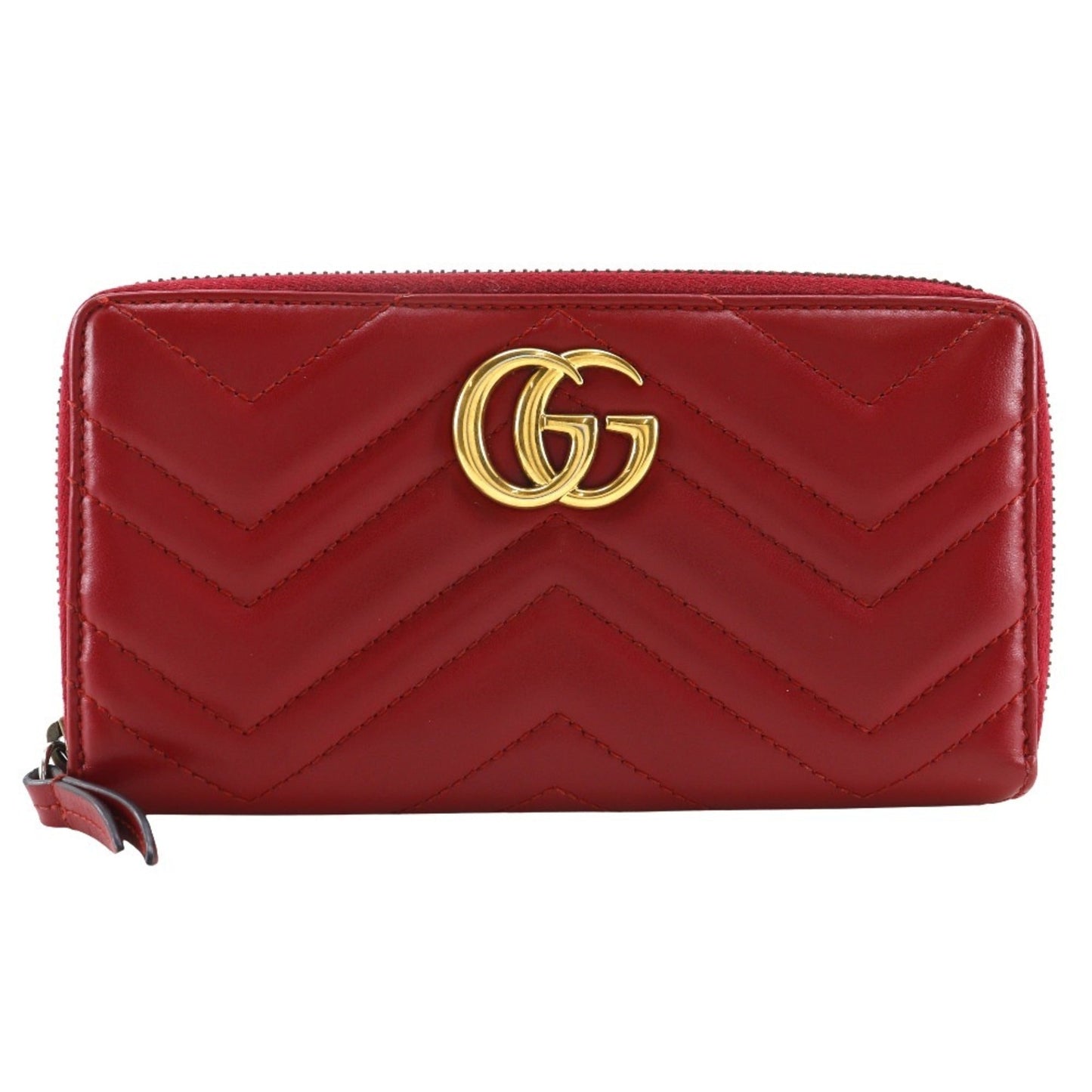 Gucci Red Color Leather Long Wallet (Bi-Fold)