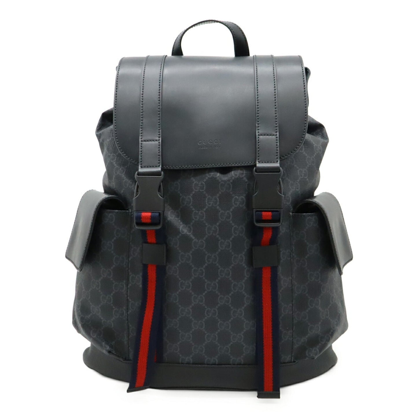 Gucci Black Gray Navy Red Color Pvc Leather Backpack