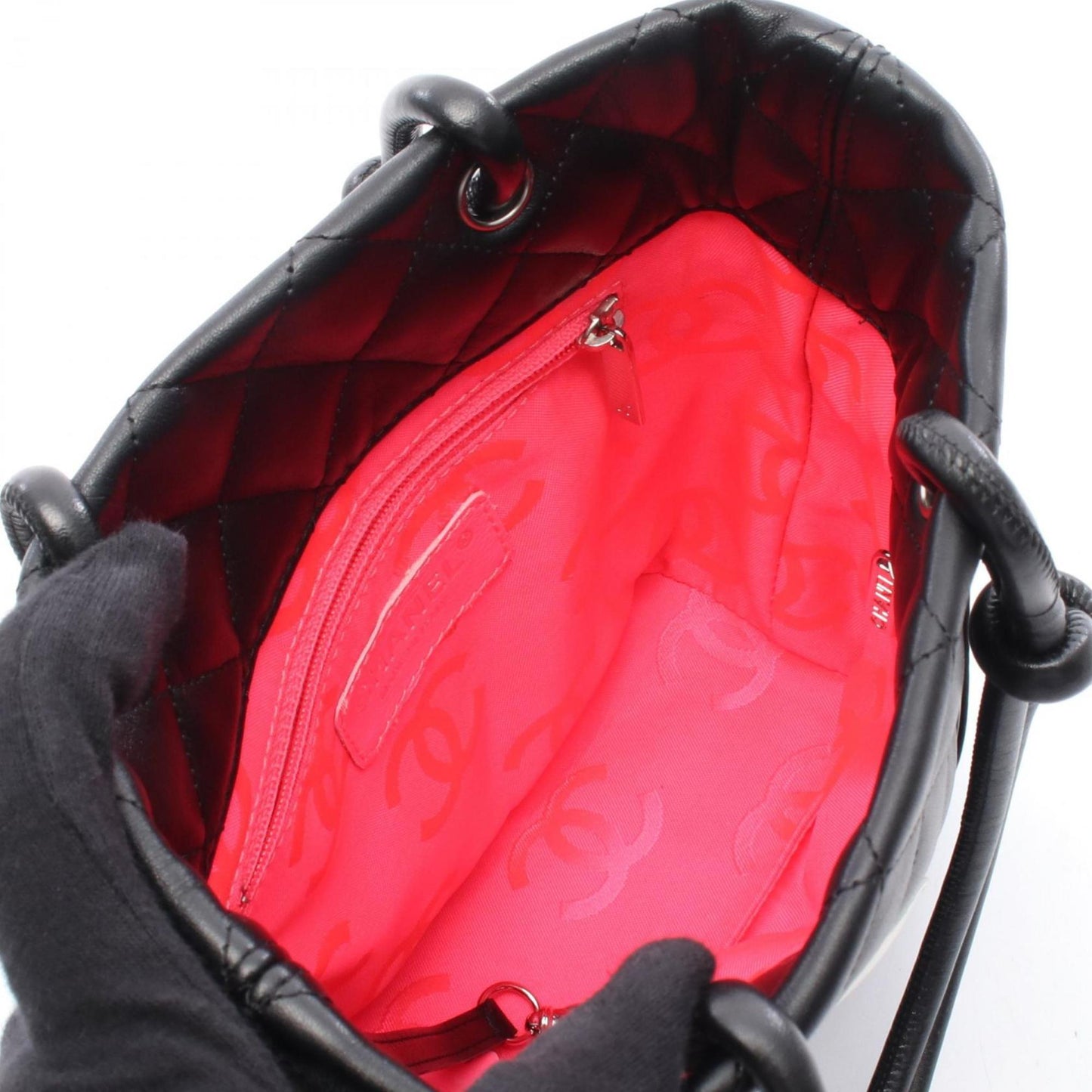 Chanel Black White Leather Tote Bag