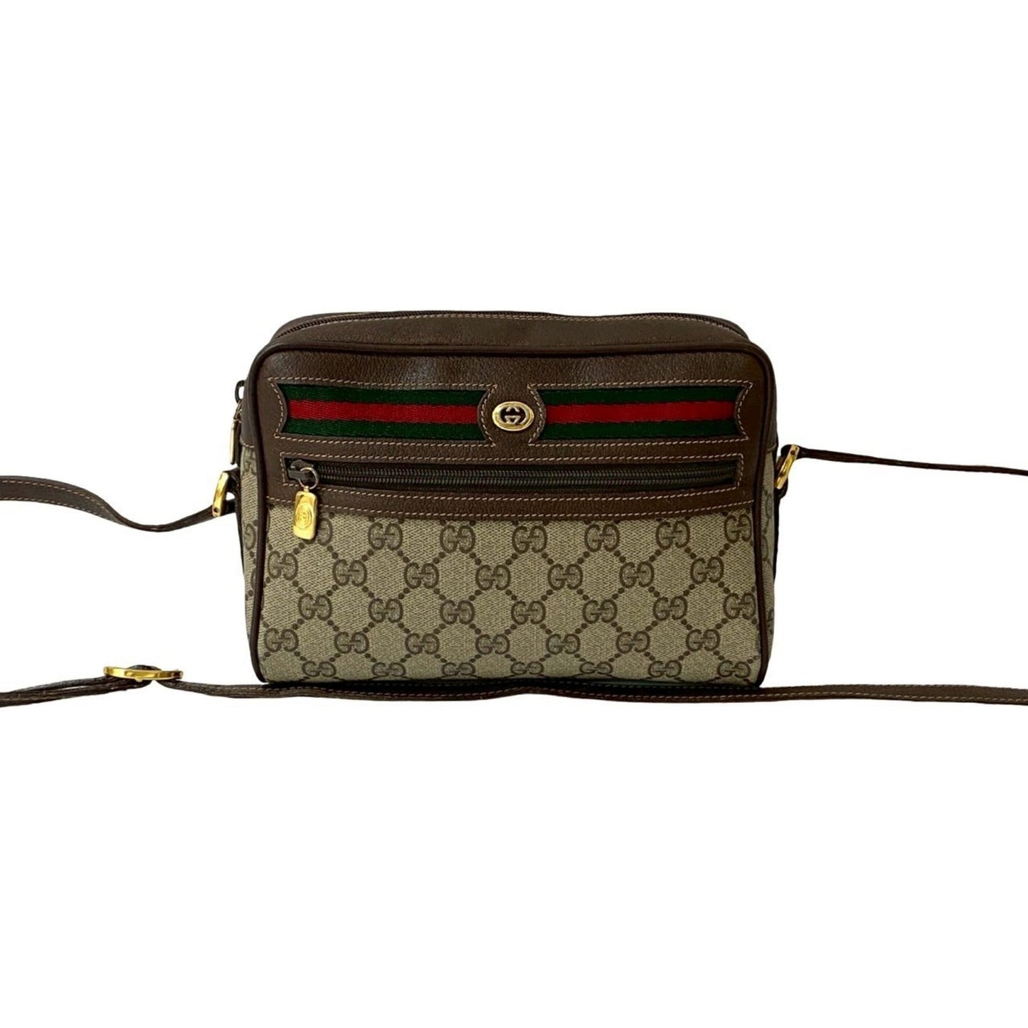 Gucci Brown Green Red Color Leather Pvc Pochette Shoulder Bag