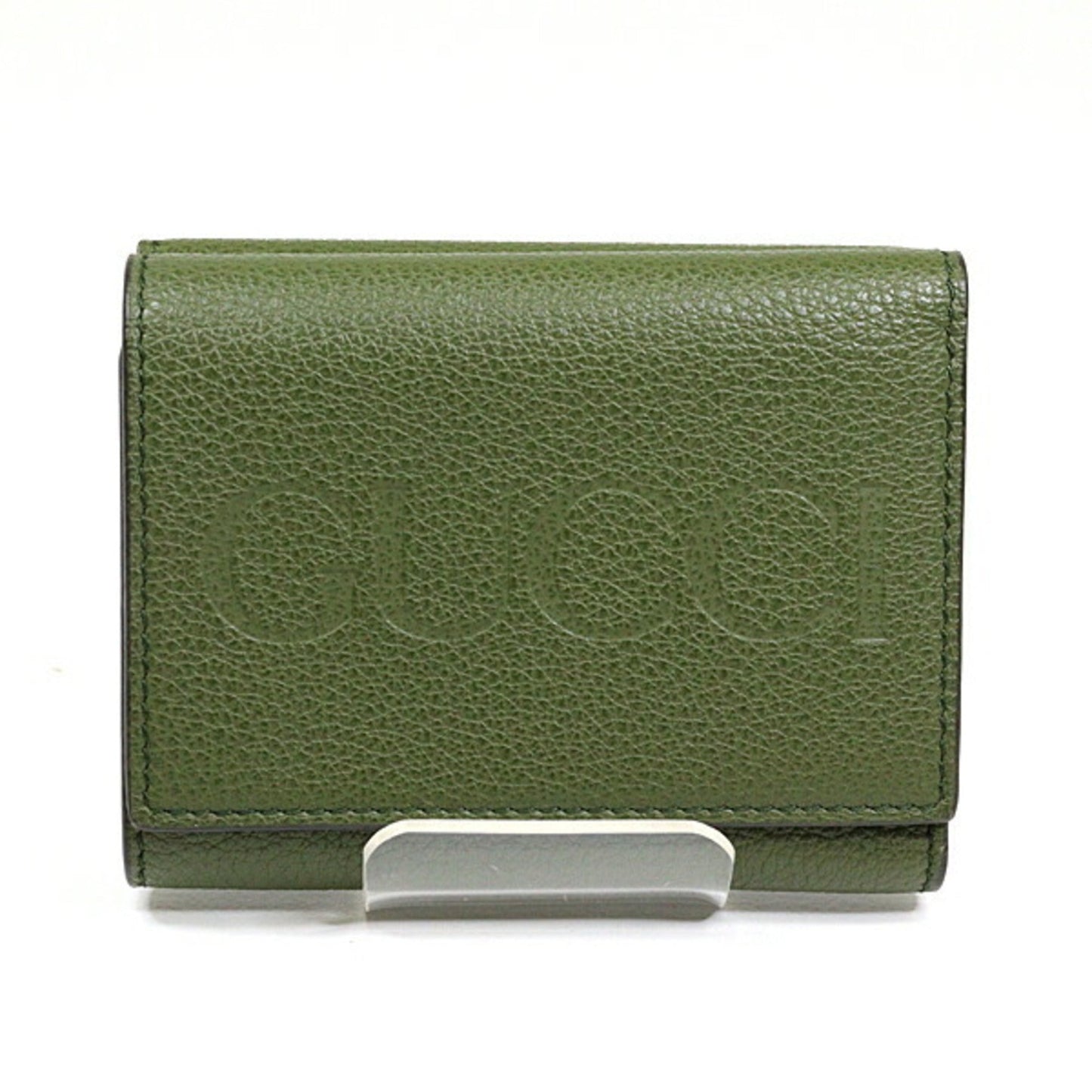 Gucci Green Khaki Leather Wallet (Tri-Fold)