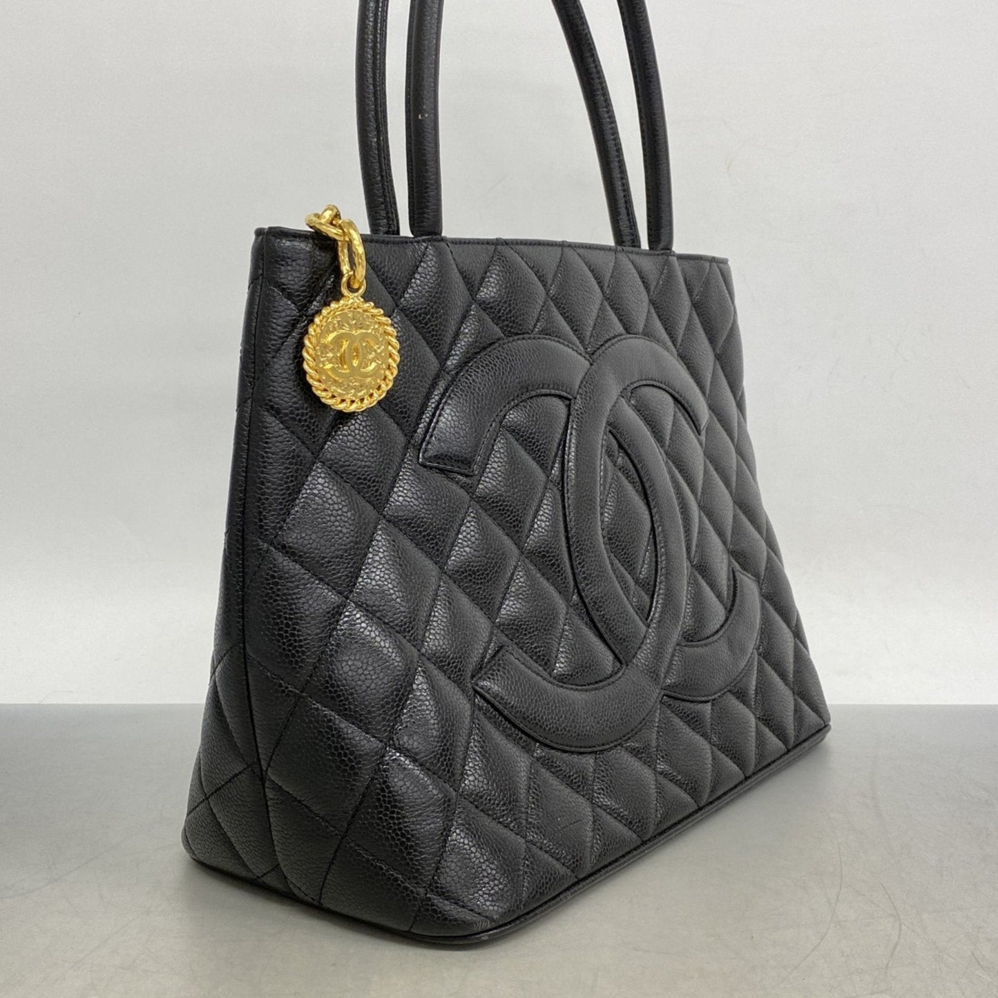 Chanel Black Grained Calfskin Tote Bag