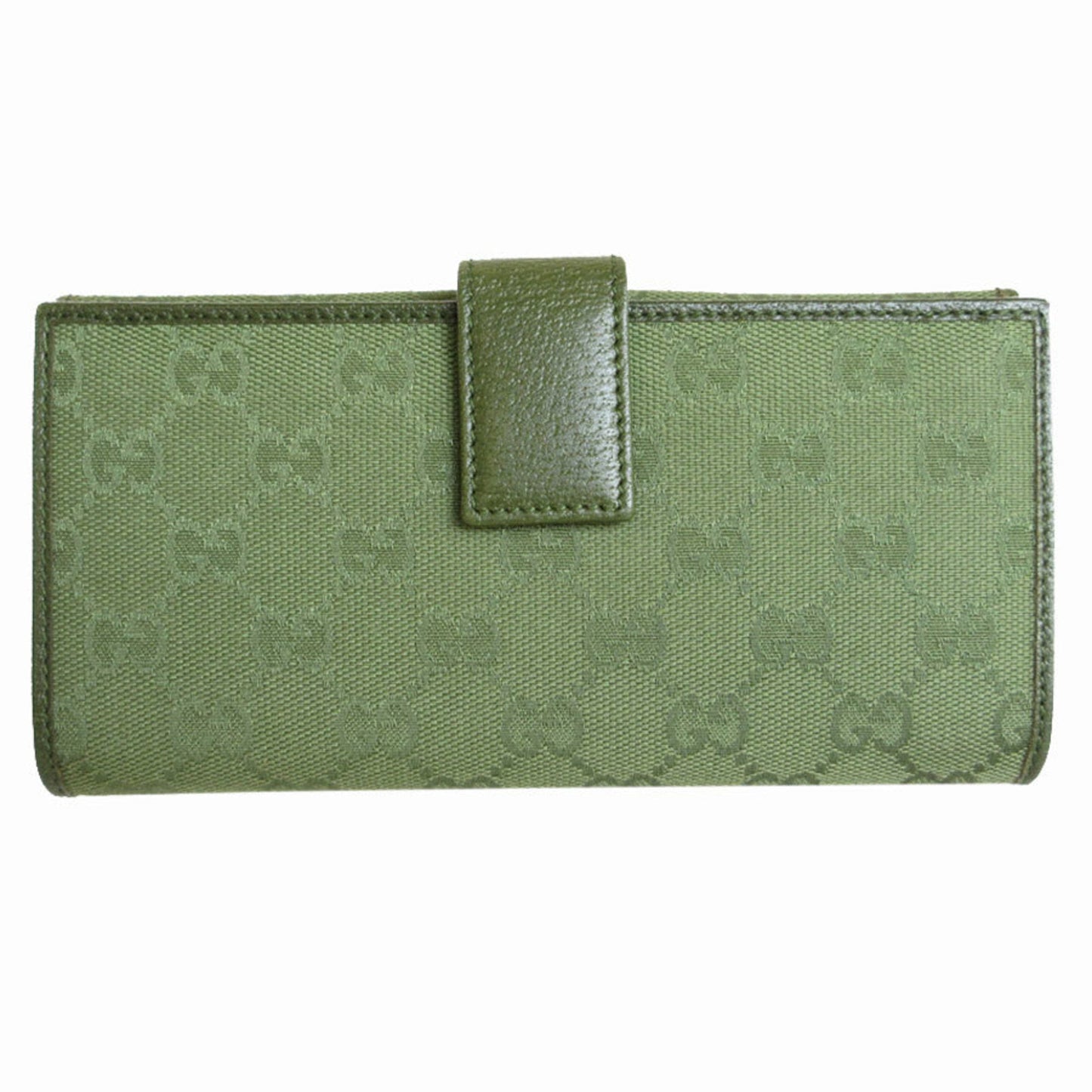 Gucci Green Khaki Canvas Long Wallet (Bi-Fold)