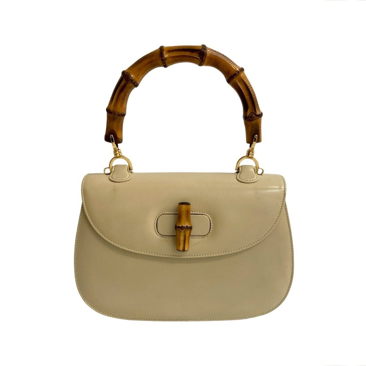 Gucci Beige Leather Bamboo Handbag