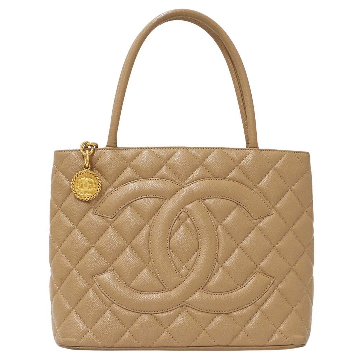 Chanel Beige Grained Calfskin Tote Bag