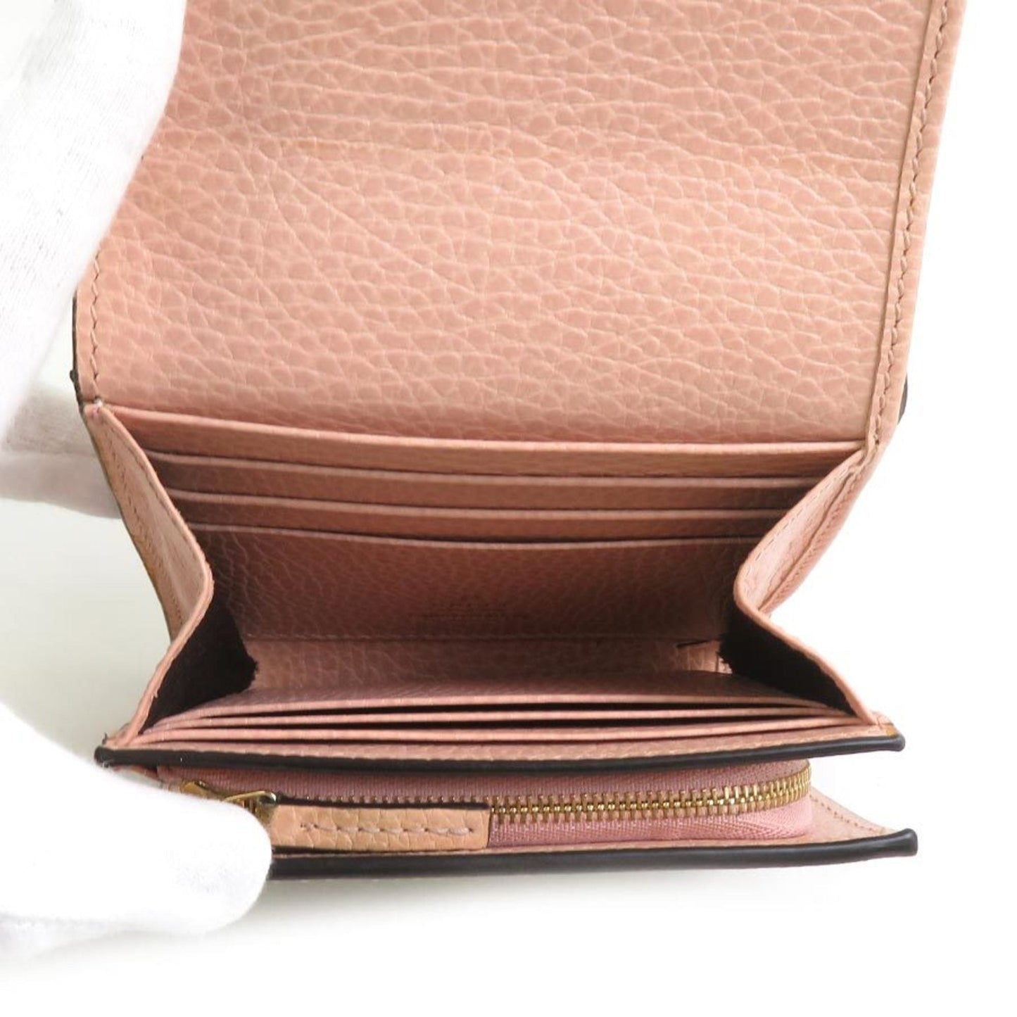 Gucci Beige Pink Leather Wallet (Bi-Fold)