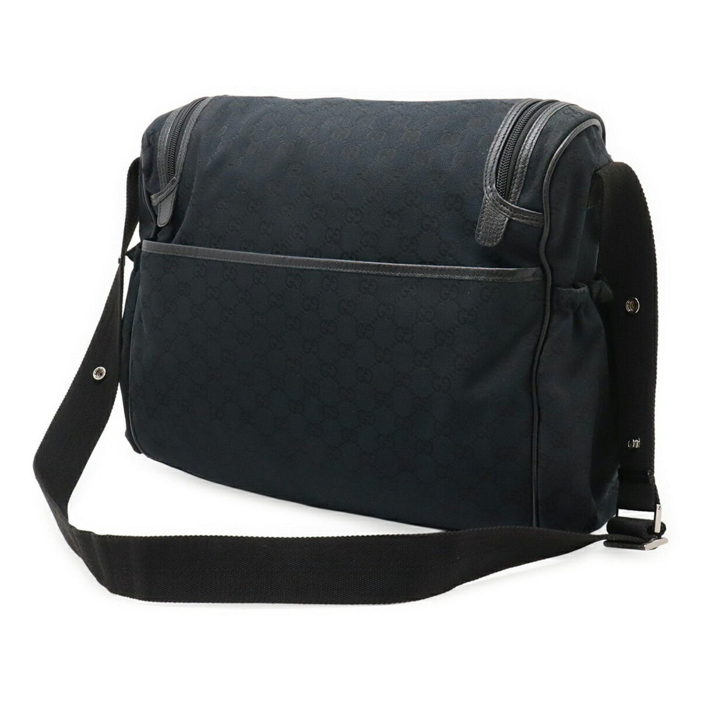 Gucci Black Gg Canvas Leather Shoulder Bag