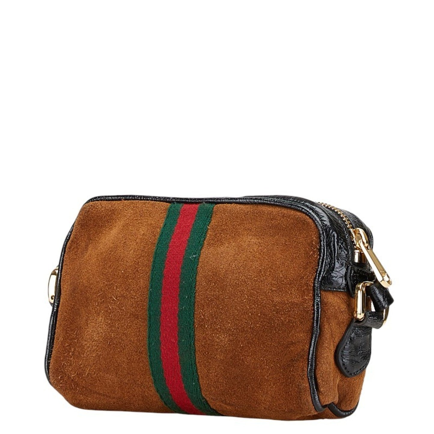 Gucci Black Brown Suede Leather Shoulder Bag