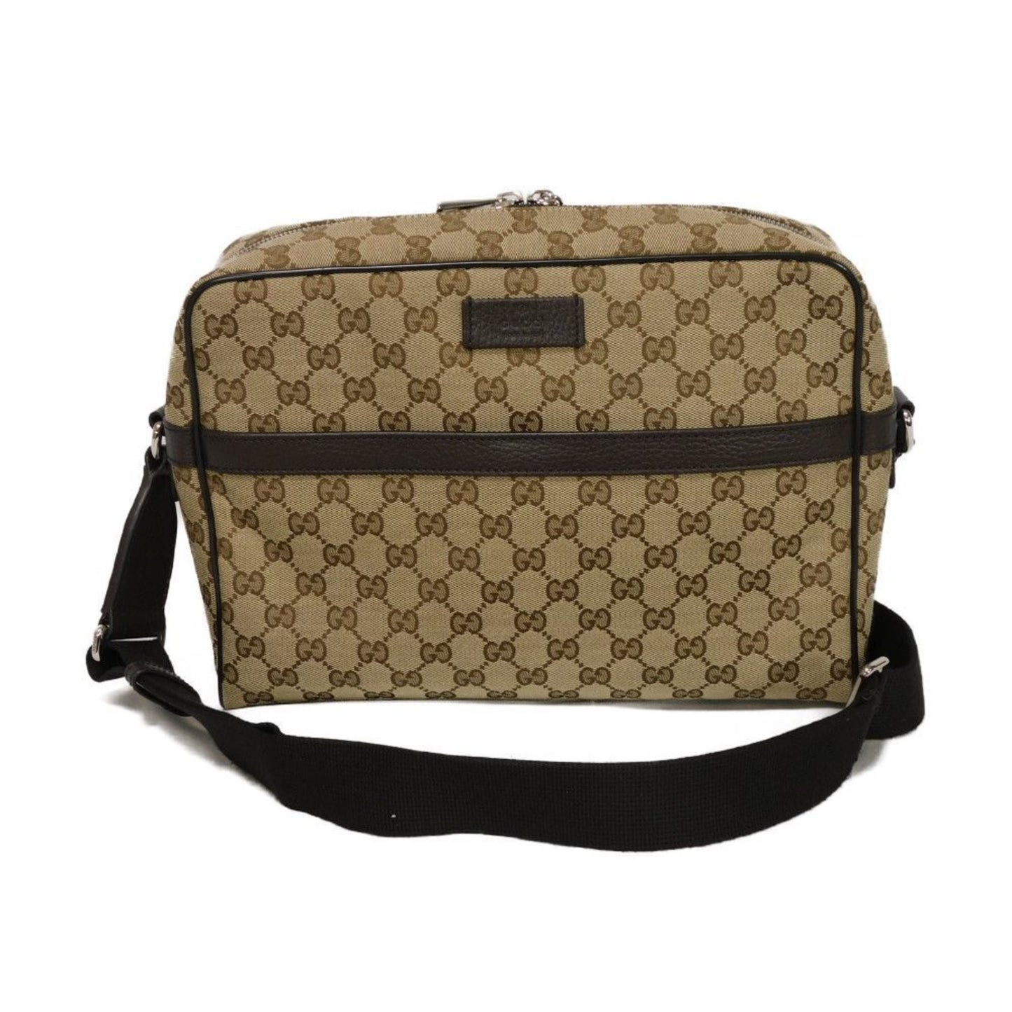 Gucci Gg Canvas Beige Gg Canvas Leather Messenger Bag Shoulder Bag