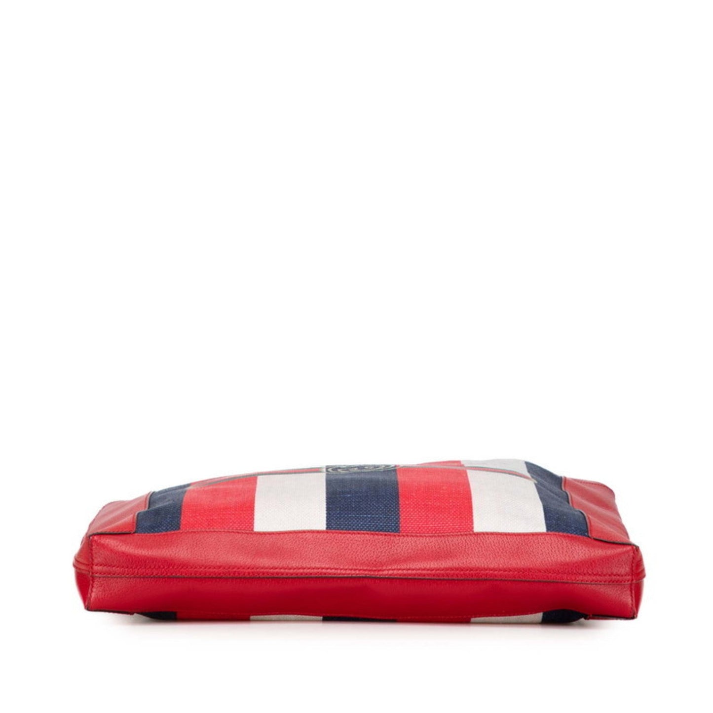 Gucci Soho Navy Red Color White Leather Canvas Tote Bag