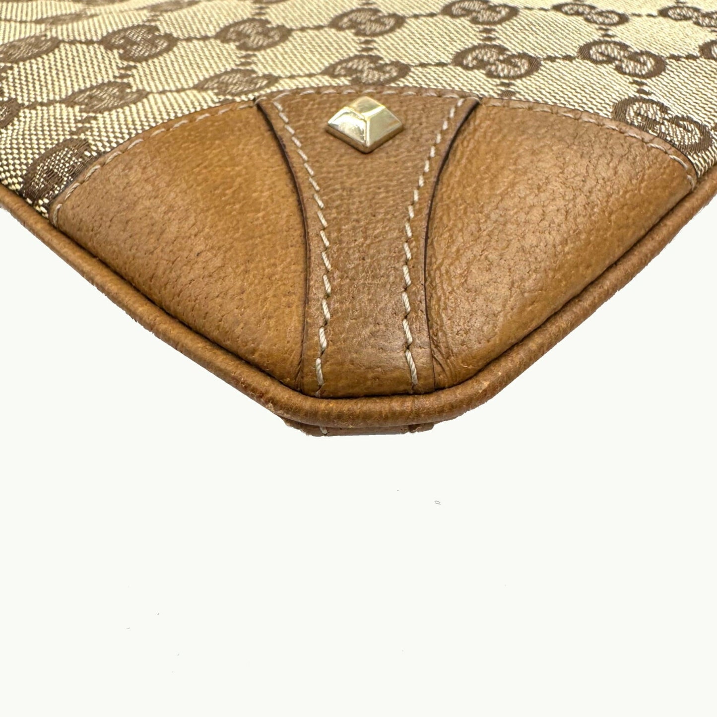 Gucci Brown Canvas Leather Shoulder Bag