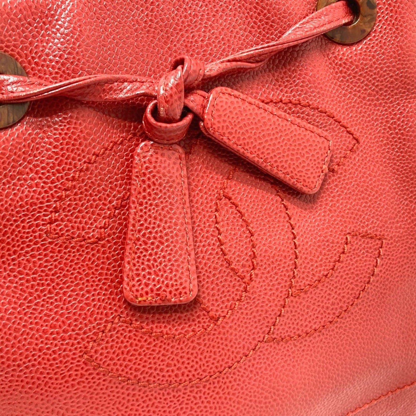 Chanel Red Color Grained Calfskin Handbag Tote Bag
