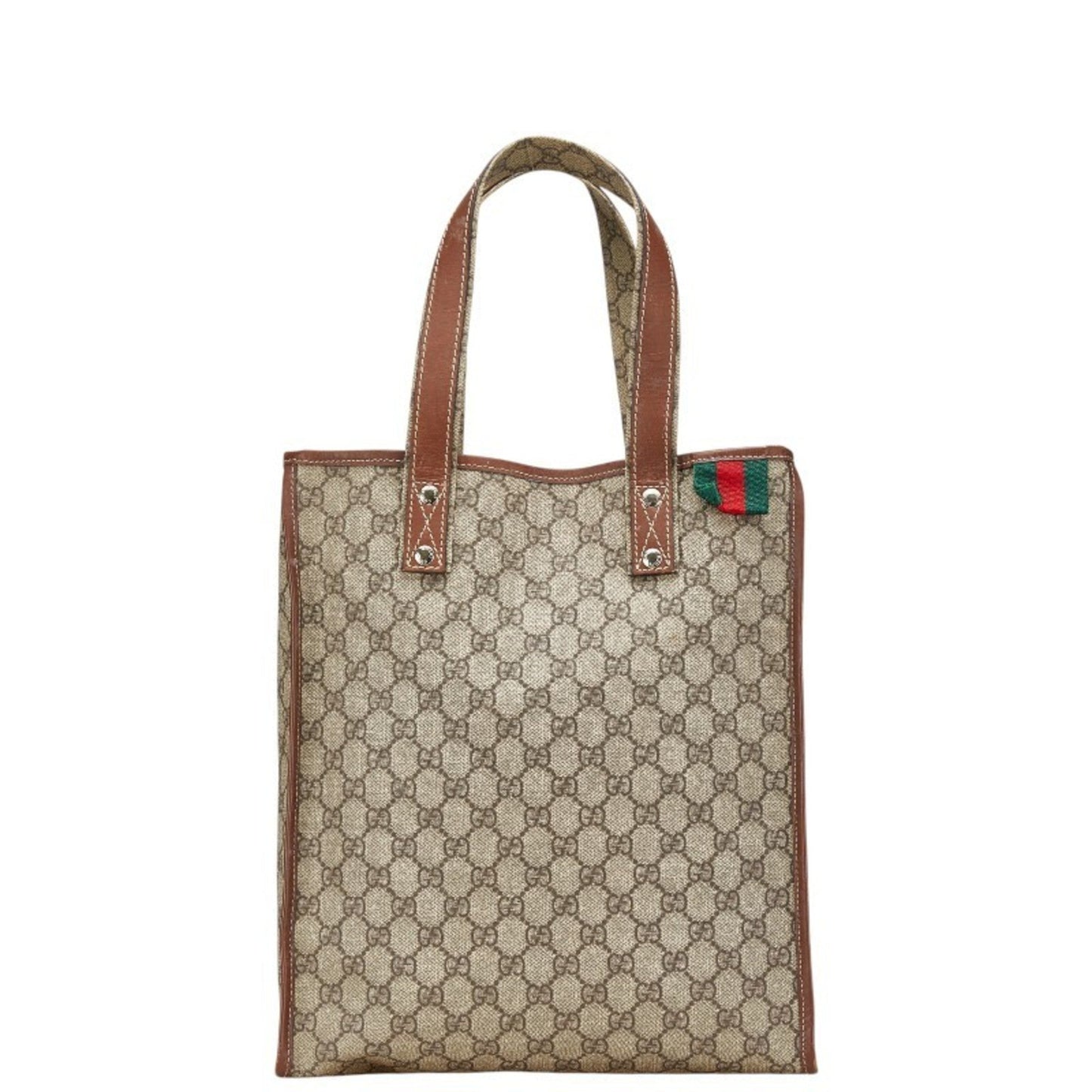 Gucci Sherry Line Beige Brown Pvc Leather Tote Bag