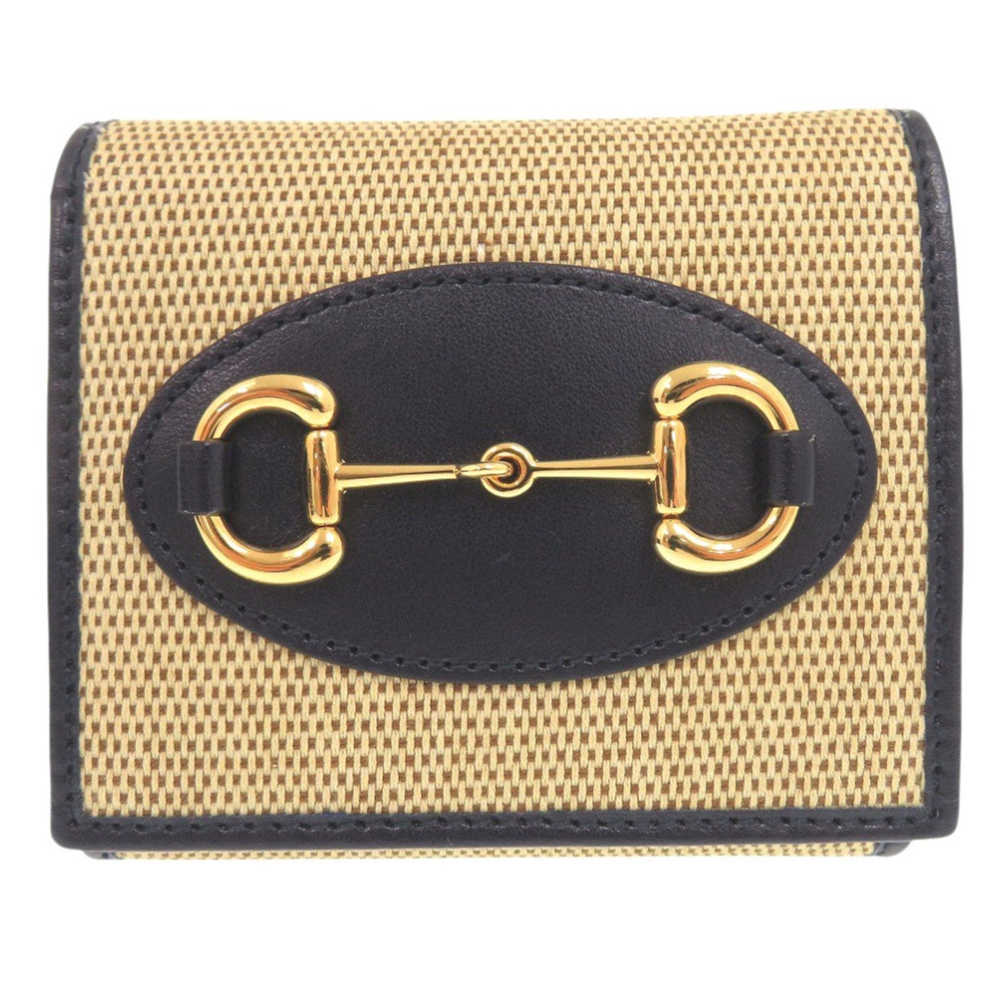 Gucci Beige Navy Canvas Leather Wallet (Bi-Fold)