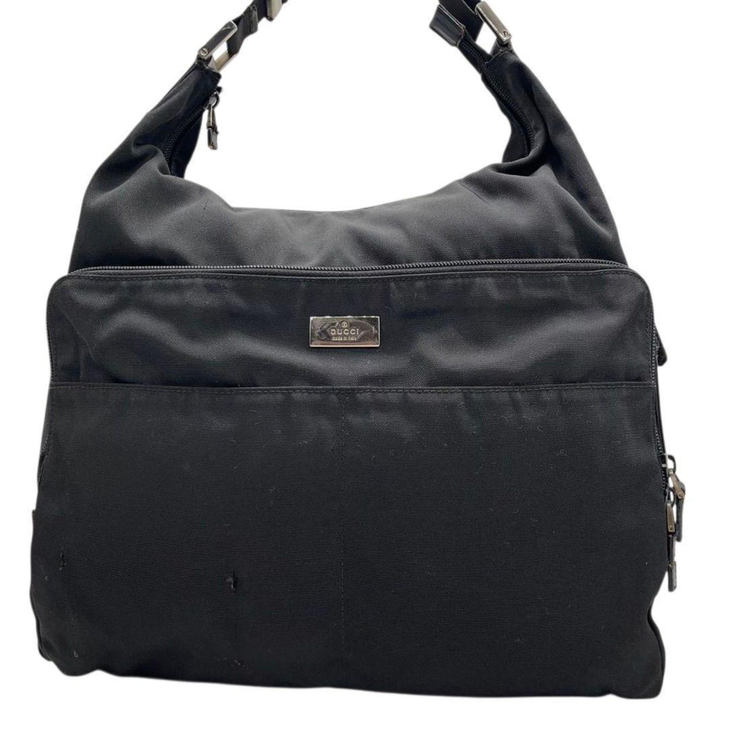 Gucci Black Nylon Leather Handbag Shoulder Bag Tote Bag