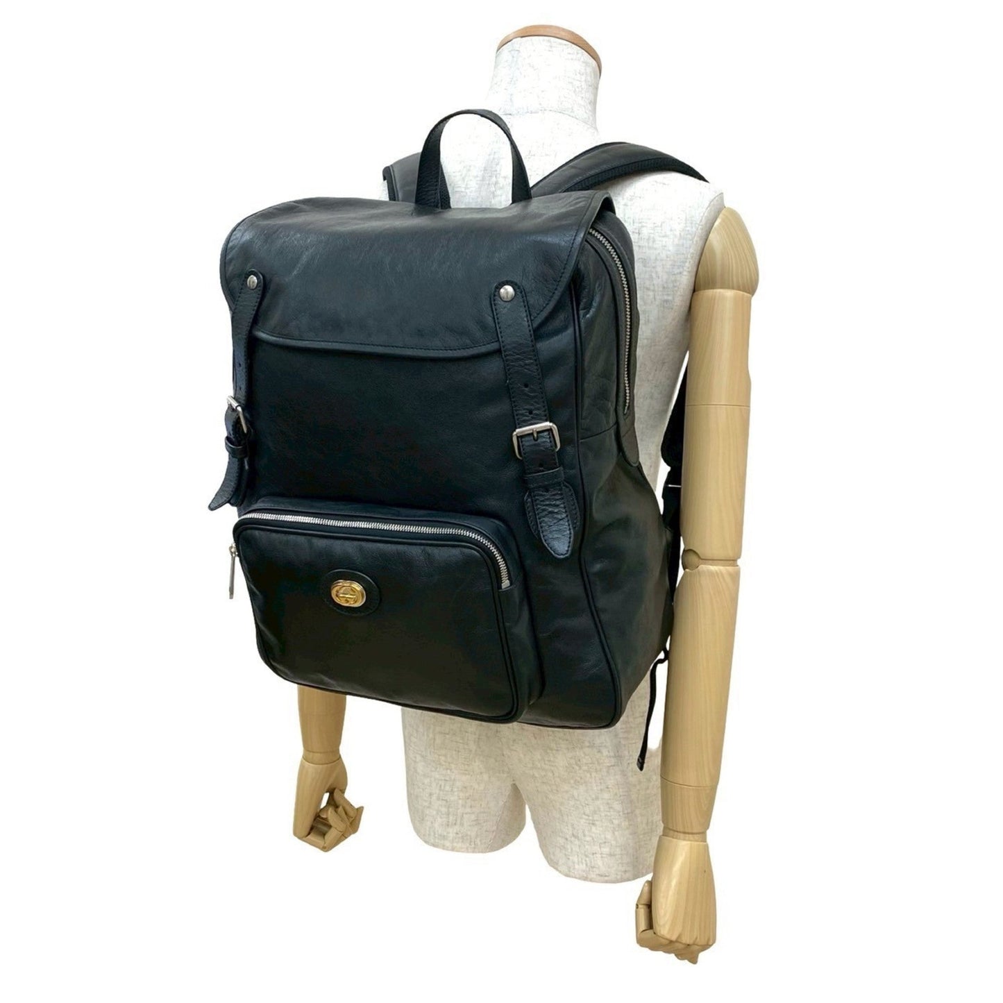 Gucci Black Leather Backpack