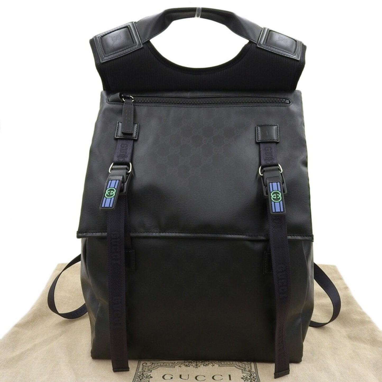 Gucci Black Coated Canvas Backpack