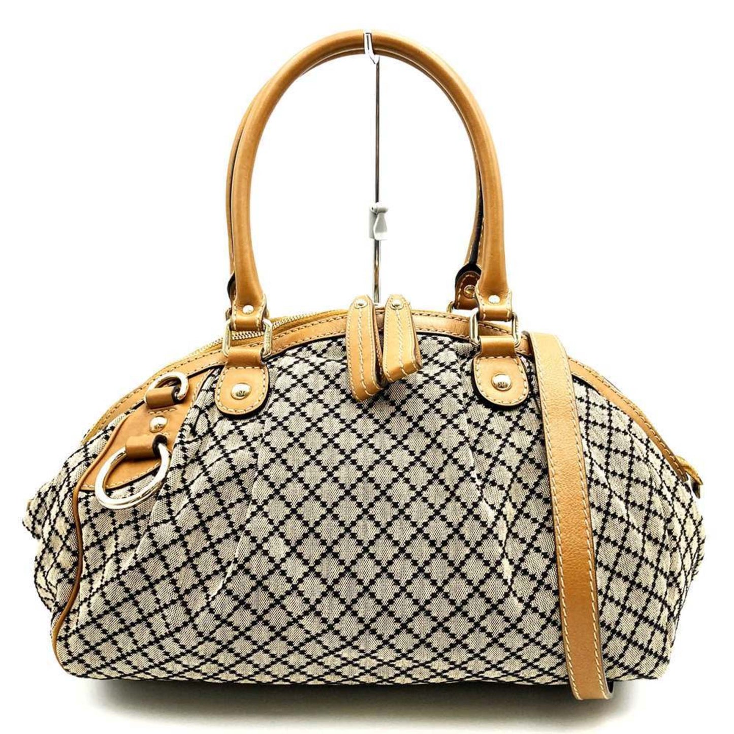 Gucci Brown Canvas Leather Handbag