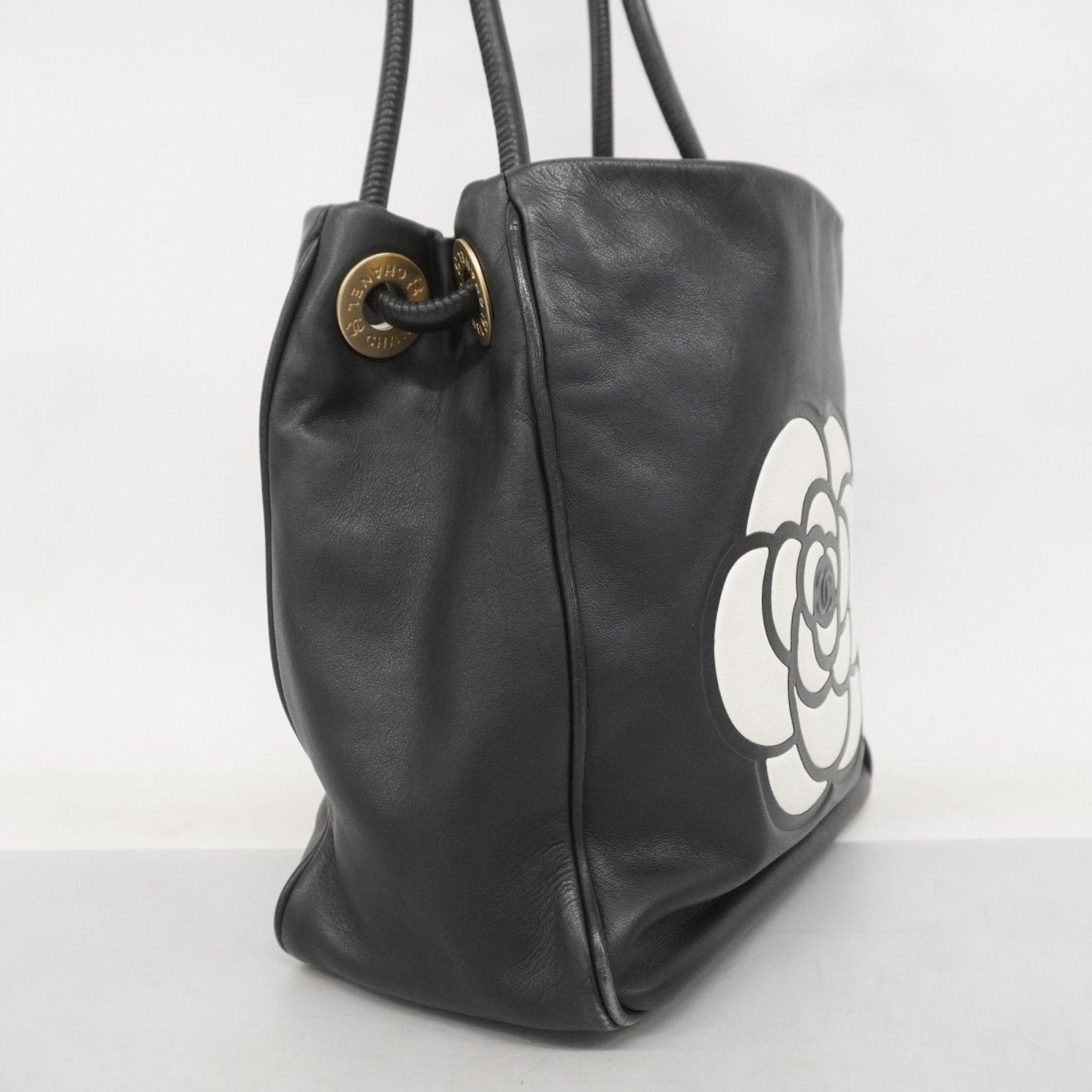 Chanel Black White Leather Tote Bag