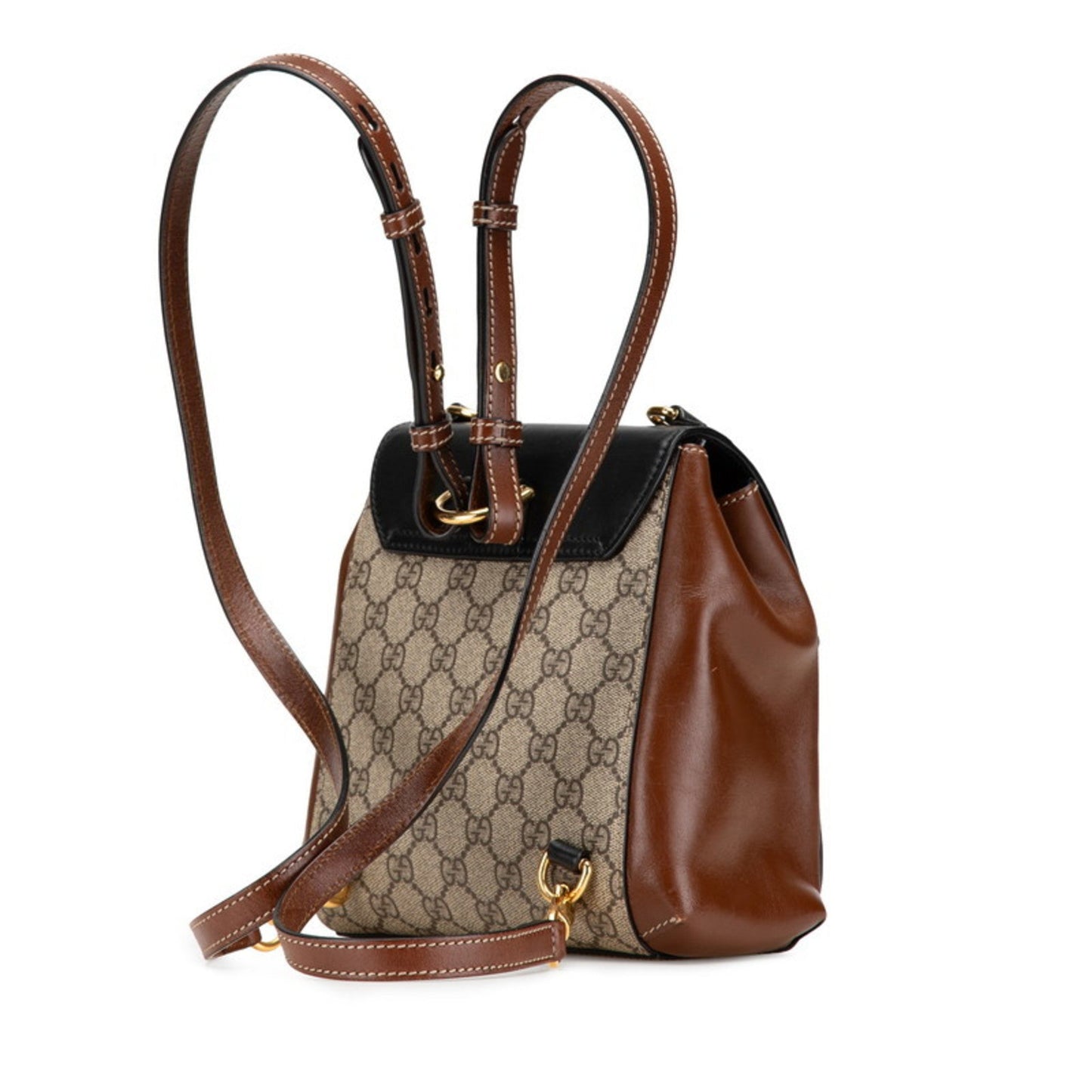 Gucci Beige Black Brown Pvc Leather Backpack