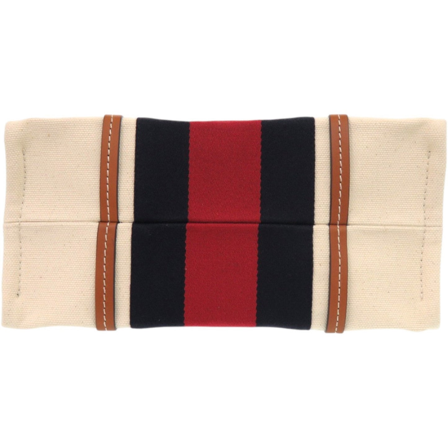 Gucci Sherry Line Navy Red Color White Canvas Tote Bag