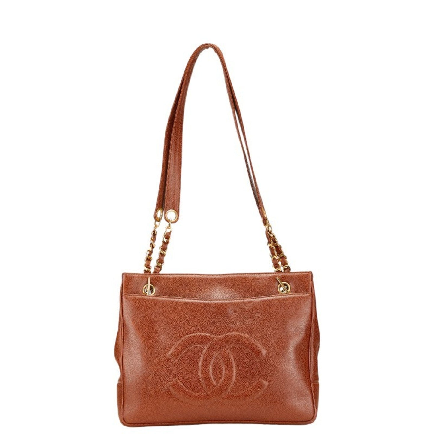 Chanel Brown Grained Calfskin Shoulder Bag Tote Bag