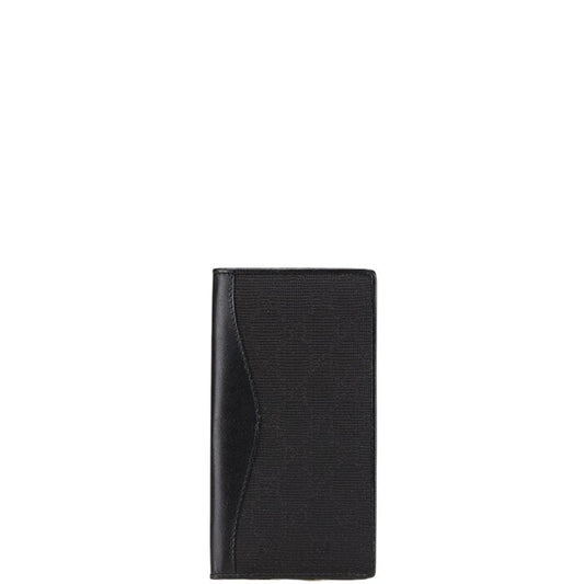 Gucci Black Leather Canvas Long Bill Wallet (Bi-Fold)