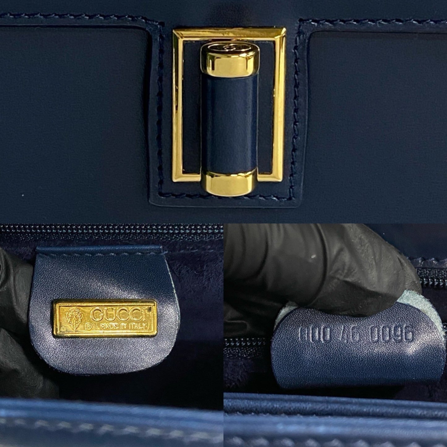 Gucci Navy Leather Handbag