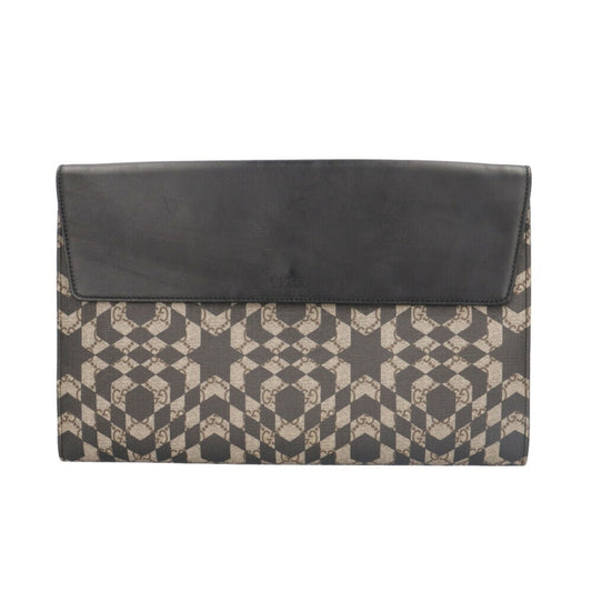 Gucci Beige Black Pvc Leather Clutch Bag