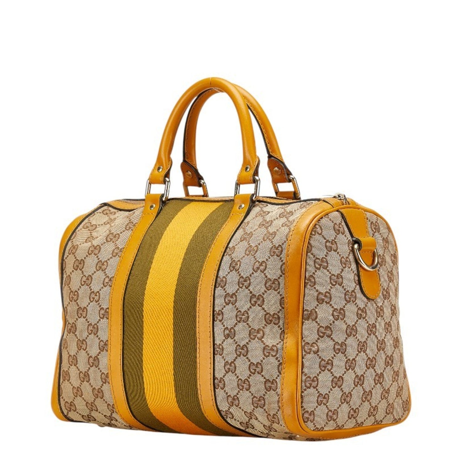 Gucci Beige Yellow Canvas Leather Shoulder Bag