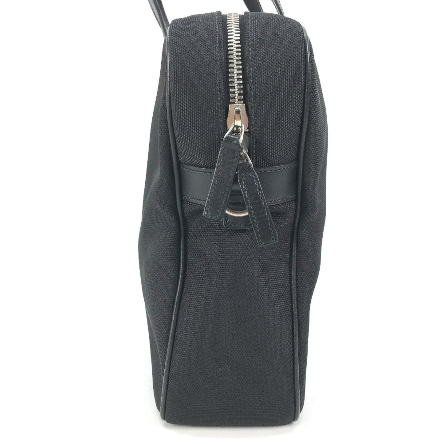 Gucci Black Leather Canvas Handbag Shoulder Bag Tote Bag