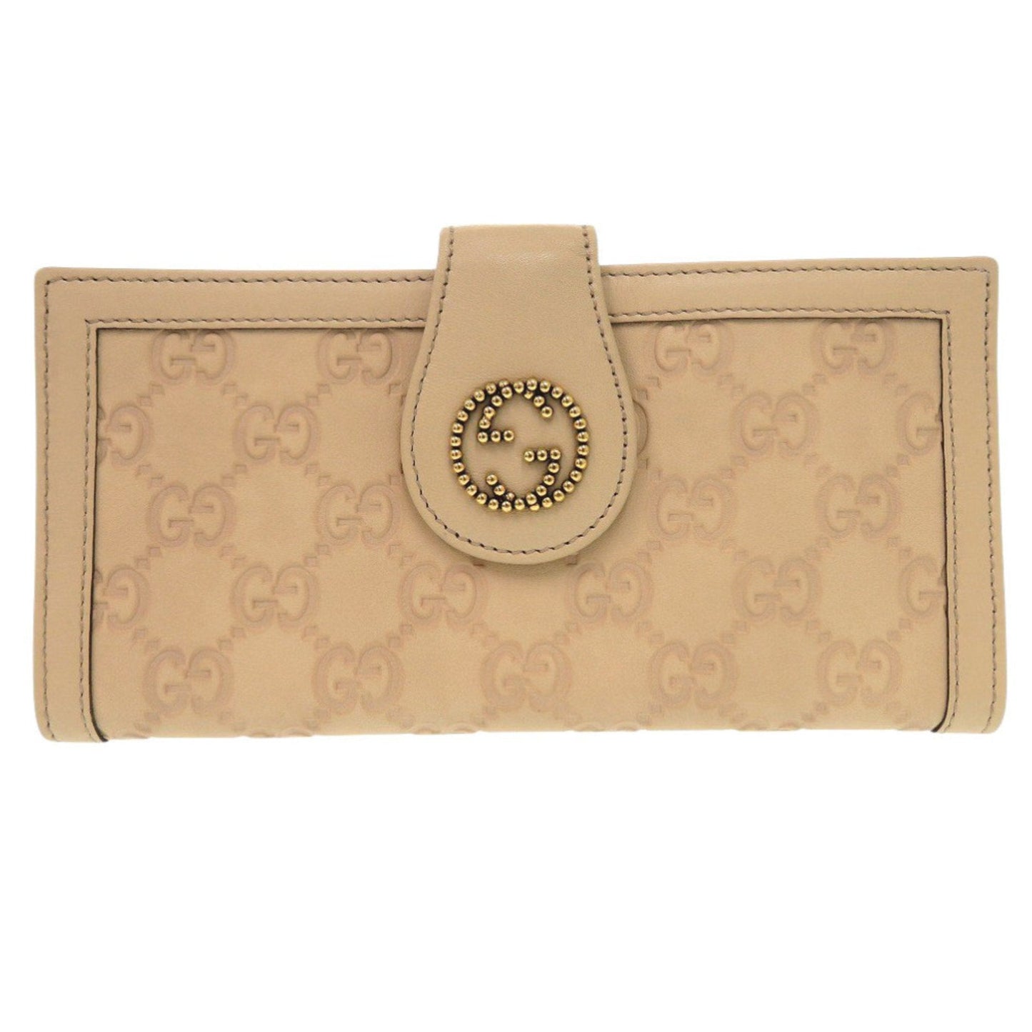 Gucci Beige Leather Long Wallet (Bi-Fold)