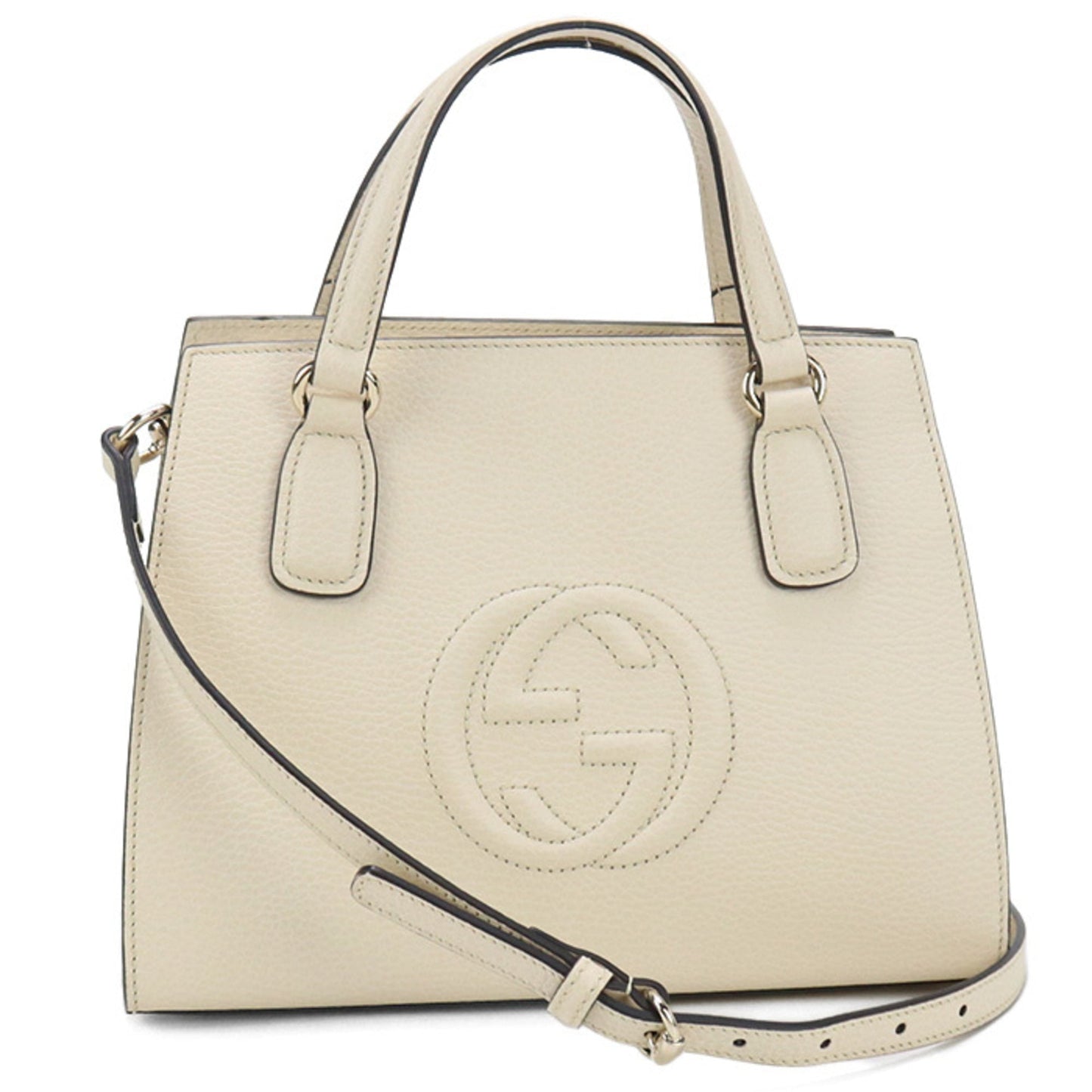 Gucci White Leather Tote Bag