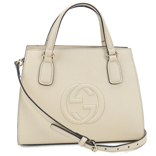 Gucci White Leather Tote Bag