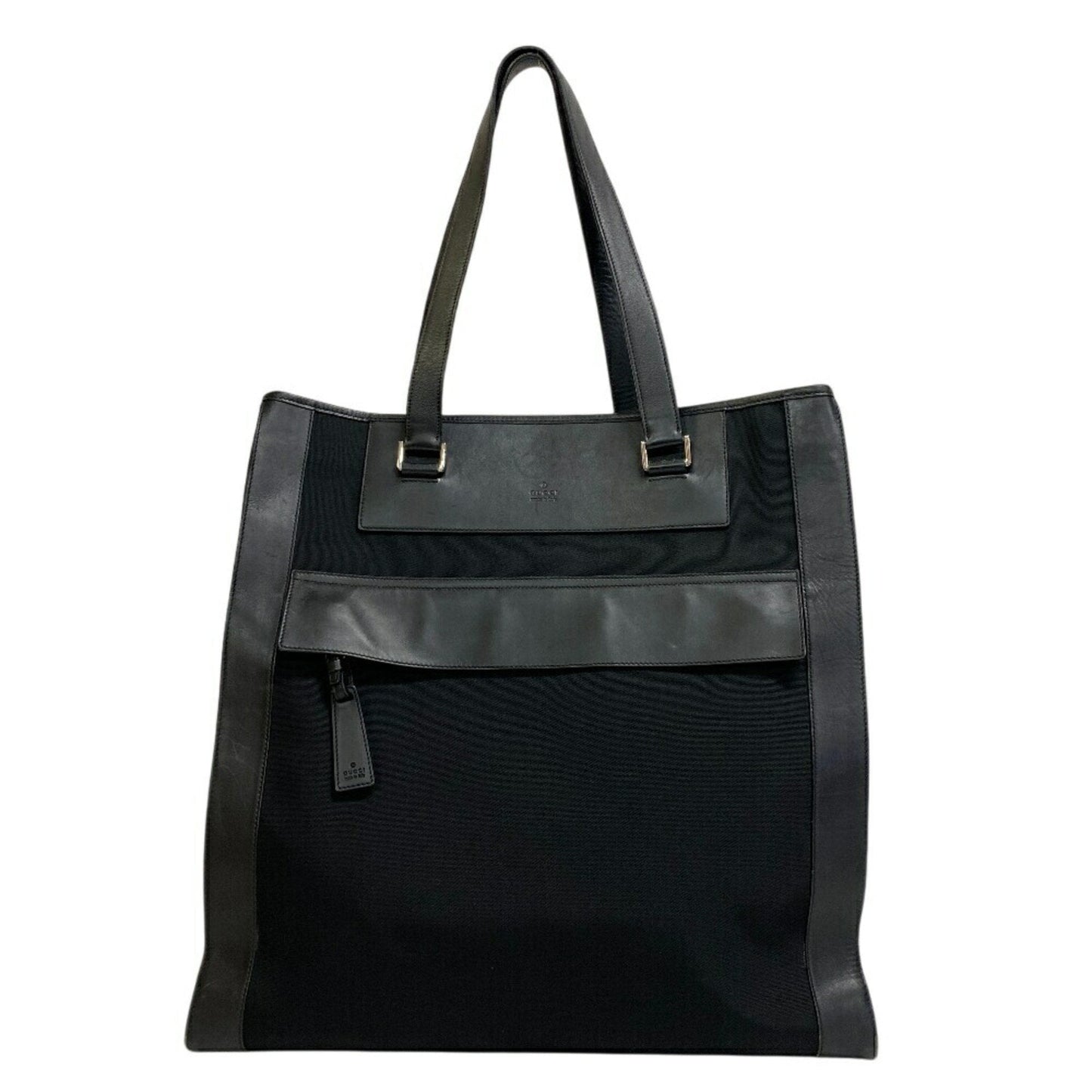 Gucci Black Leather Nylon Shoulder Bag Tote Bag