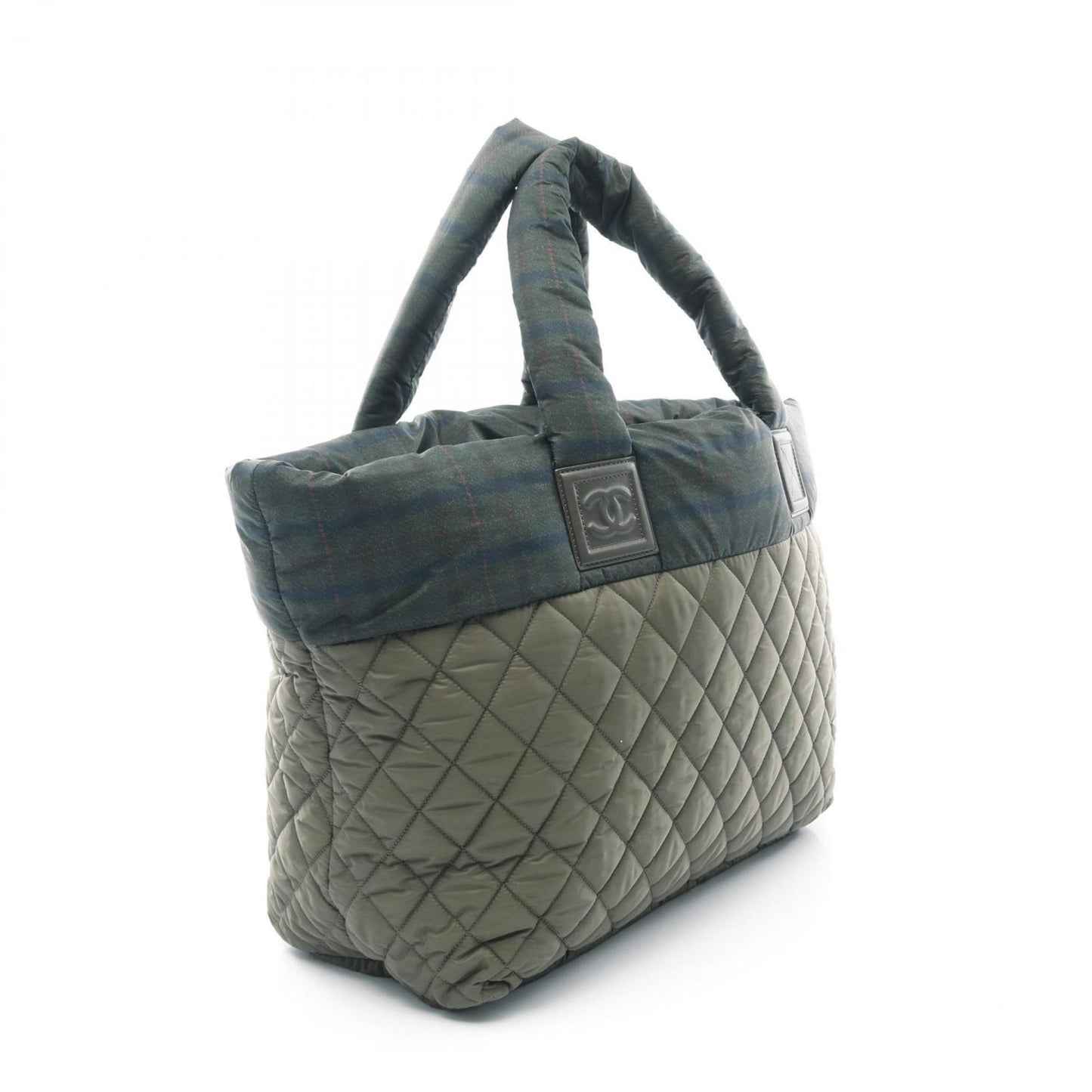 Chanel Khaki Multi-Color Nylon Leather Tote Bag