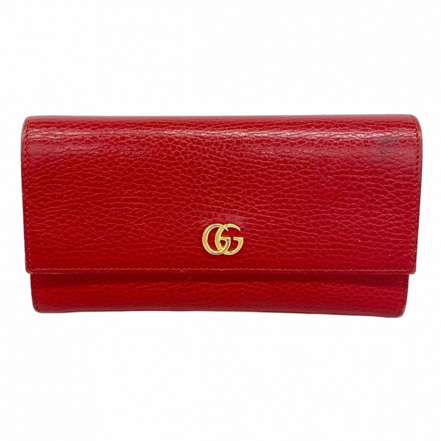 Gucci Red Color Leather Long Wallet (Bi-Fold)