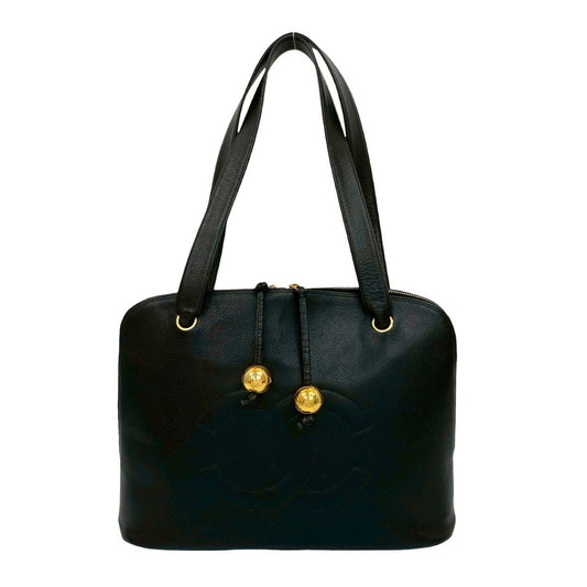 Chanel Black Grained Calfskin Shoulder Bag Tote Bag