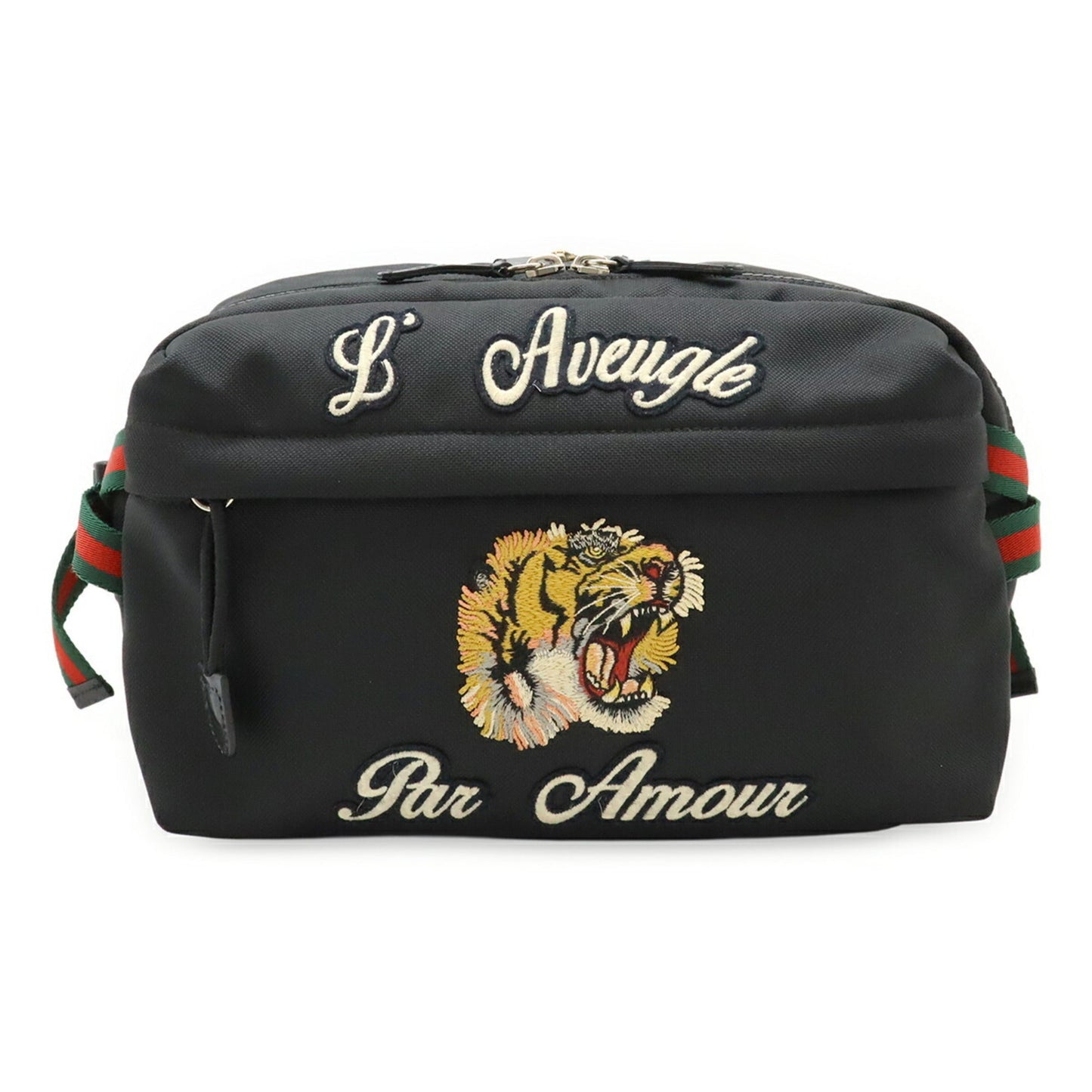 Gucci Black Green Navy Red Color Canvas Fanny Pack