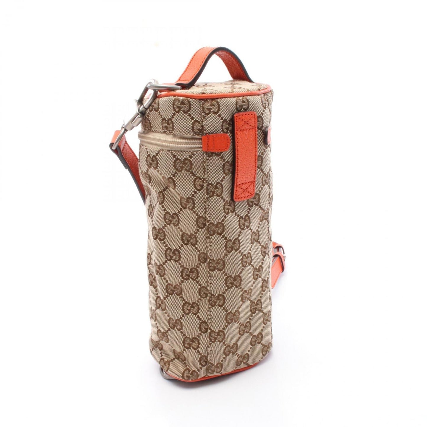 Gucci Beige Brown Orange Gg Canvas Leather Handbag