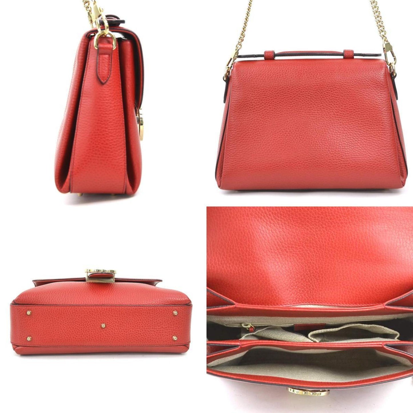 Gucci Red Color Leather Shoulder Bag