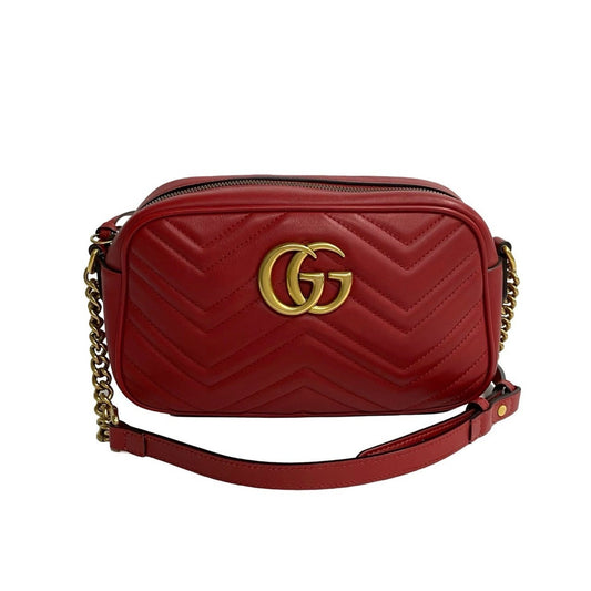 Gucci Red Color Leather Pochette Shoulder Bag