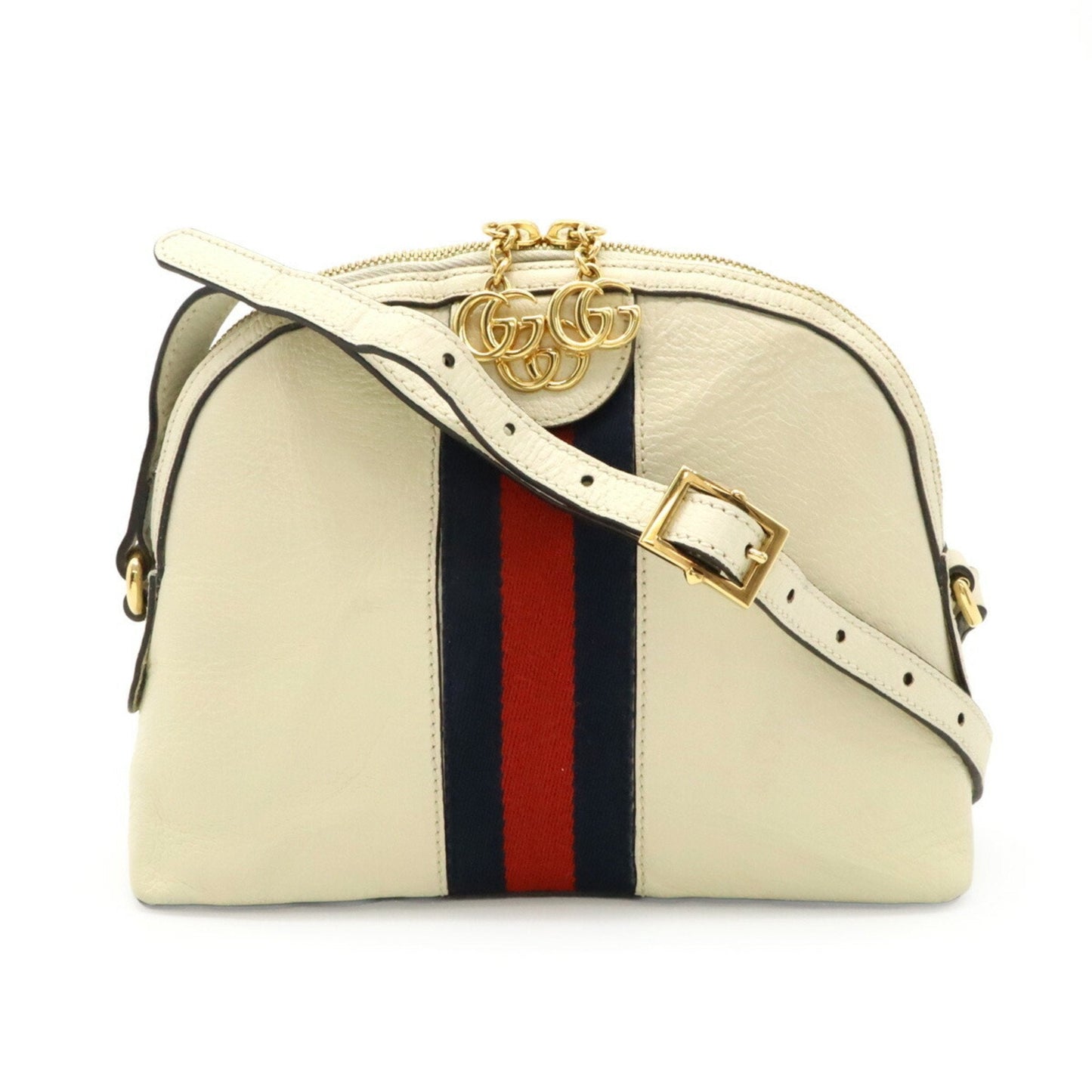 Gucci Sherry Line Ivory Navy Red Color Leather Pochette Shoulder Bag