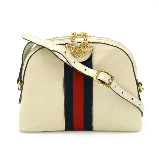 Gucci Sherry Line Ivory Navy Red Color Leather Pochette Shoulder Bag