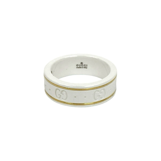Gucci Gold White Ceramic Band Ring