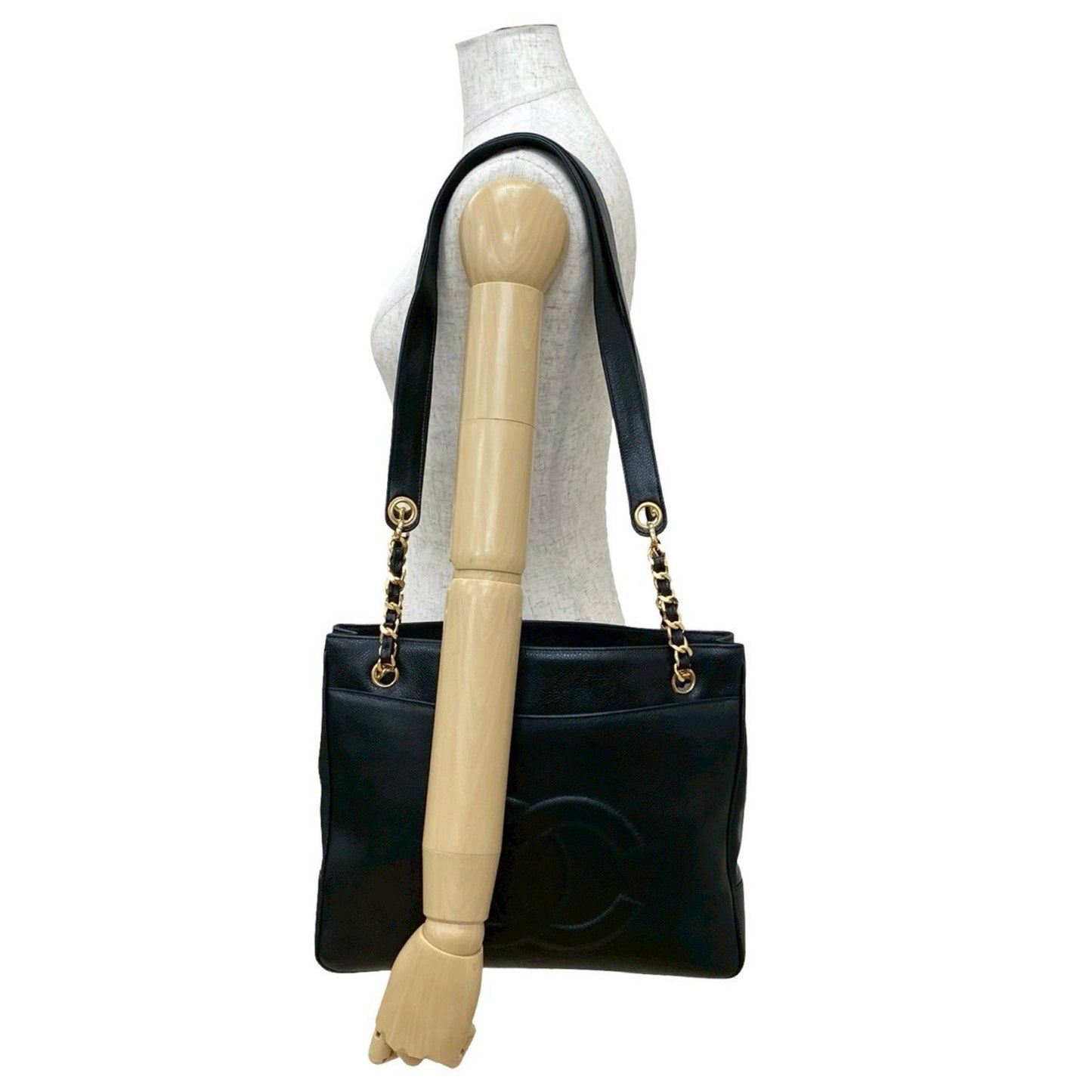 Chanel Black Grained Calfskin Handbag Tote Bag